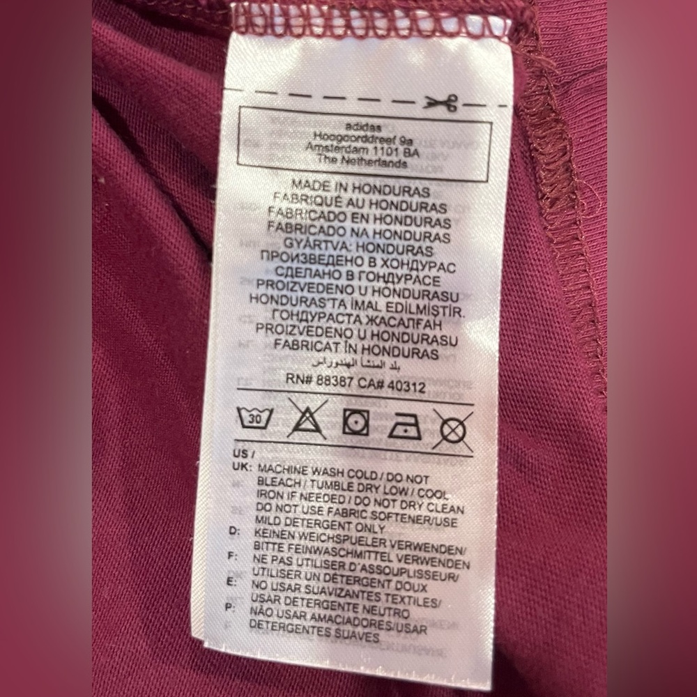 Adidas Burgundy Long Sleeve Shirt - Picture 4 of 4